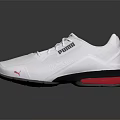 White PUMA Athletic Sneakers With Red Accent Sole And Brand Logo Design
