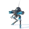 Futuristic Robot With Mechanical Arms Legs Antenna And Blue Black Components