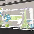 SHUYA Photo Check-in Spot With Colorful Balloons Eiffel Tower Model And Cloud Decorations