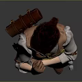 Detailed Game Movie Female Character With Brown Apron Tool Pouch And Long Sleeved Shirt