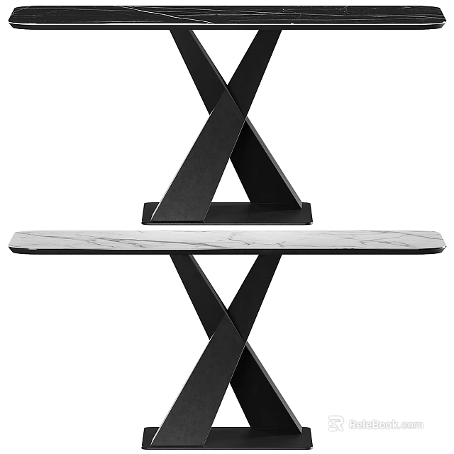 Modern Dining Table With Black X Shaped Cross Legs And Sleek Smooth Tabletop Surface 3d model