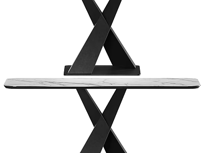 Modern Dining Table With Black X Shaped Cross Legs And Sleek Smooth Tabletop Surface 3d model