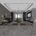 Modern Dining Room Interior With Glass Door Pendant Lights Artwork And Yellow Flowers