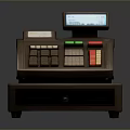 Brown Cash Register With Digital Screen Colorful Buttons And Receipt Slot