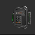 Electronic Control Panel with Metal Casing Numeric Keypad Display Screen and Green Indicator Lights