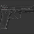 Black Semi Automatic Pistol With Metallic Finish Classic Design And Textured Grip