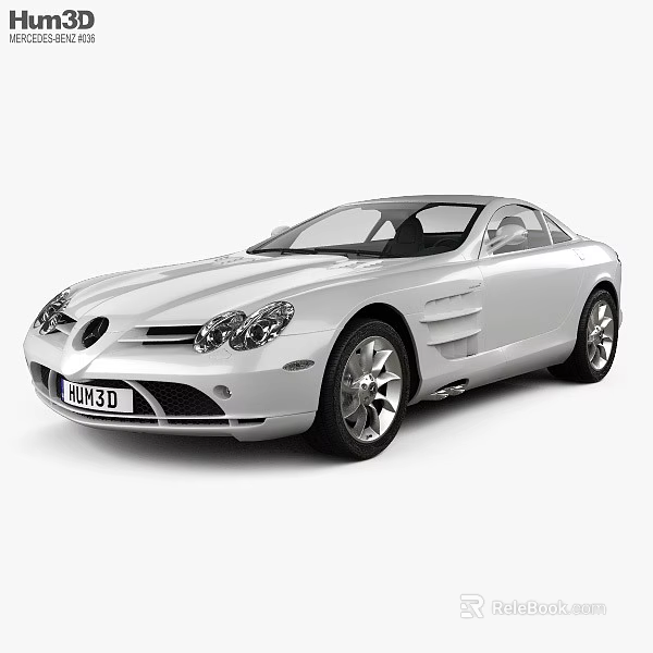 Silver Mercedes Benz SLR Sports Car With Sleek Body Design 3d model 