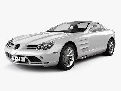 Silver Mercedes Benz SLR Sports Car With Sleek Body Design 3d model