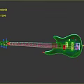 Electric Bass Guitar With Blue Black Gradient Finish Mahogany Body And Rosewood Fretboard