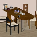 Middle style dining table and chair combination 3d model