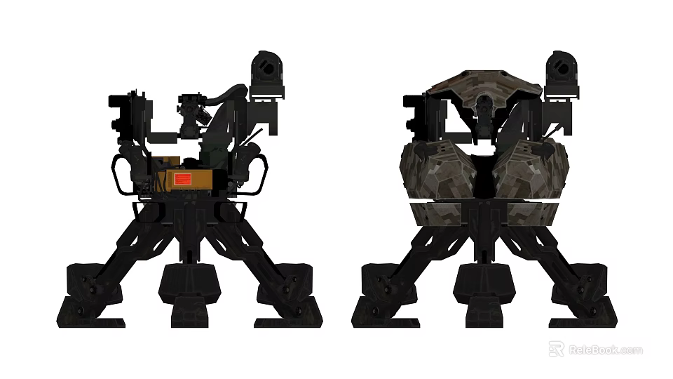 Advanced Military Weapon System With Camouflage Design Mechanical Structure And Tripod Stand 3d model 