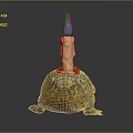 Decorative Candle With Flame On Turtle Shaped Base And Colorful Patterns