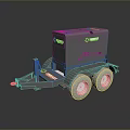 Gray Trailer Mounted Genset Generator With Two Wheels And Yellow Details 3d model