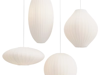 Unique Shaped White Paper Striped Pendant Lights with Various Forms 3d model