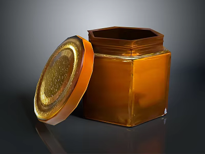 Golden Hexagonal Storage Jar With Lid For Home Organizing And Decoration 3d model