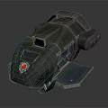 Black Spacecraft Cabin Module With Streamlined Design LCD Display And Red Emblem