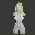Isolated Woman With Long Blonde Hair And Smooth Bust On Black Background