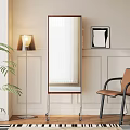 Modern Multi Tiered Bookshelf With Books Records Framed Art Floor Lamp Palm Leaves And Chair