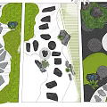 Natural Stepping Stone Path Design In Garden Landscape With Green Grass And Decorative Rocks