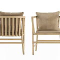 Modern Armchair With Wooden Frame Light Brown Upholstery And Cushion