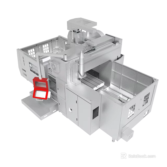 Industrial Metal Processing Machine With Control Panel And Structural Components 3d model 