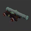 Vintage Historical Cannon With Metal Barrel Wooden Carriage And Cannonball Beside