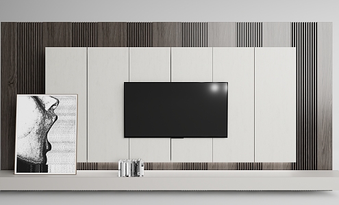 Modern TV background wall Simple TV wall 3d model