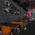 Rainbow Lily Bar Interior With Blue Chairs Bar Counter Wine Racks And Mural