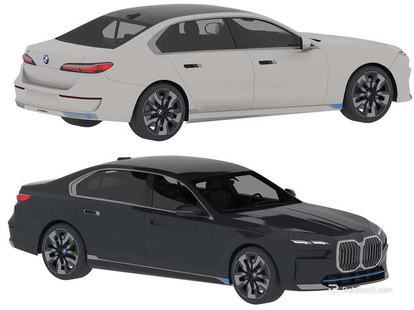 Two Luxury Sedans In White And Black With Modern Design And Alloy Wheels 3d model 