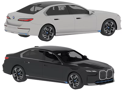 Two Luxury Sedans In White And Black With Modern Design And Alloy Wheels 3d model