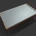 Classic Single Bed with Metal Frame and Ornate Railings Light Grid Mattress