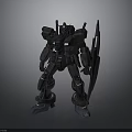 Sci Fi Mecha Robot Character In Black Armor With Shield And Mechanical Design