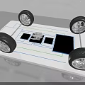 Car Design Blueprint On White Board With Four Black Tires And Silver Rims