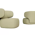 Modern Beige Single Sofa With Rounded Design And Upholstered Finish 3d model