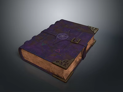 Ancient Purple Cover Book With Decorative Metal Clasp And Ornate Patterns 3d model