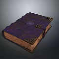 Ancient Purple Cover Book With Decorative Metal Clasp And Ornate Patterns