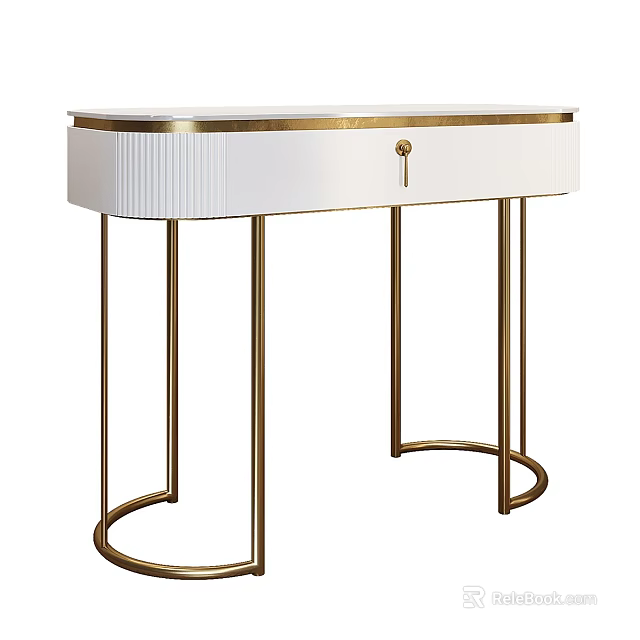 Elegant Modern White Dresser With Gold Metal Legs And Sleek Drawer Design 3d model 