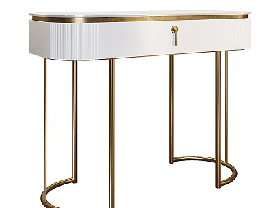 Elegant Modern White Dresser With Gold Metal Legs And Sleek Drawer Design 3d model