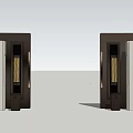Modern Symmetric Entrance Gate Design With Dark Frame White Panel And Yellow Accents