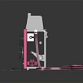 Pink Digital Camera With Vintage Style Design And Film Rolls Near Colorful