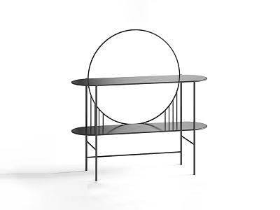 Modern Minimalist Two Tier Side Table With Black Metal Frame And Round Design Elements 3d model