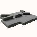 Modular Sectional Sofa With Grey Fabric Upholstery Multiple Cushions And Modern Design 3d model
