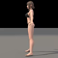 A Woman In Black Bikini Posing With Arms Outstretched On Grey Floor 3d model