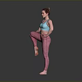 Woman in Blue Sports Bra and Pink Leggings Doing Yoga Pose Standing on One Leg