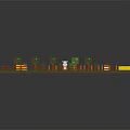Pixel Art Garden Scene With Green Grass Fence Trees Pond And White Animal