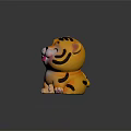 Cute Orange Tiger Doll With Black Stripes Smiling Face And Pink Paws
