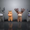 Colorful Cartoon Animal Stuffed Dolls Deer Horse And Donkey Arranged In Row