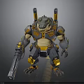 Mechanical Crocodile Character With Sci Fi Armor And Large Gun