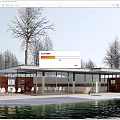 Modern Post Station Public Building Visitor Center Building Exhibition Hall Small Public Building Cafe Building Post Station Building 3d model