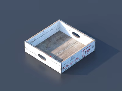Vintage Wooden Crate With White Painted Frame And Carry Handles 3d model